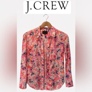 J CREW floral button up. Cotton/silk-SO soft! “Boy cut”